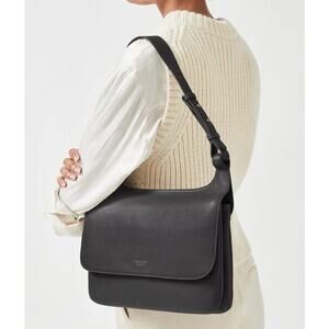 Radley London Grove Lane Medium Flapover Shoulder Bag Grey Grained Leather NWT